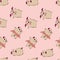 Pug Dog Bow Tie Tutu Dance seamless pattern.