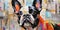 Pug dog. Contemporary art collage. Beautiful illustration picture. Generative AI