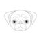 Pug dog easy coloring cartoon vector illustration. Isolated on white background