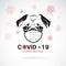 Pug dog wearing a mask to protect against the covid-19 virus. Breathing mask on dog face flat vector icon for apps and websites.