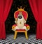 Pug king with goblet on throne