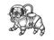 Pug puppy in armour space suit engraving vector