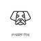 Puggle dog icon. Trendy modern flat linear vector Puggle dog icon on white background from thin line dogs collection