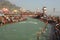 Puja ceremony on the banks of Ganga river