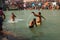 Puja ceremony on the banks of Ganga river