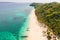 Puka Shell Beach. Wide tropical beach with white sand. Beautiful white beach and azure water on Boracay island, Philippines, top