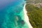 Puka Shell Beach. Wide tropical beach with white sand. Beautiful white beach and azure water on Boracay island, Philippines, top