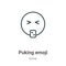 Puking emoji outline vector icon. Thin line black puking emoji icon, flat vector simple element illustration from editable emoji