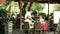 PULA, CROATIA - AUGUST 4, 2017. Young male waiter at work in a street cafe