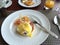 PULAU LANGKAWI, MALAYSIA - APR 6th 2015: Eggs Benedict is a traditional American breakfast or brunch dish with bacon