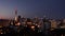 Pull focus cinematic view of Auckland skyline at dusk