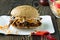 Pulled pork barbecue sandwich with cole slaw