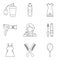 Pullet icons set, outline style