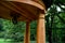 pulley on the ceiling of a wooden roof with antique columns