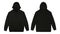 Pullover black hoodie in front and back view