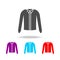 Pullover with botton icon. Elements of clothes in multi colored icons for mobile concept and web apps. Icons for website design an