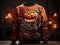 Pullover with Halloween pumpkin print on dark background