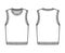 Pullover vest sweater waistcoat technical fashion illustration with sleeveless, rib knit round neckline, oversized body.