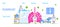 Pulmonologist, phthisiologist concept vector for the landing page, header. Scene of pulmonary fibrosis, tuberculosis, pneumonia,