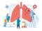 Pulmonology. Doctors examining lungs. Tuberculosis, pneumonia, lung cancer treatment or diagnostic. Lungs healthcare