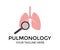 Pulmonology, Lungs, internal organ inspection, concept, Medical research items, clinical science laboratories experiments logo.