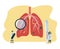 Pulmonology vector illustration. Flat tiny lungs healthcare persons concept. Abstract respiratory system examination and treatment
