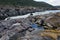 Pulo do Lobo waterfall with river guadiana and rock details in Mertola Alentejo, Portugal