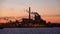 Pulp and paper mill `Sunila` at sunset. Kotka, Finland