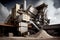 pulp and paper plant, with massive machines recycling and transforming recycled materials into new pulp