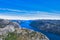 Pulpit Rock Preikestolen blue sky , Norway