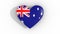 Pulsating heart in the colors of Australia flag, on a white background, 3d rendering top, loop.