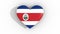 Pulsating heart in the colors of Costa Rica flag, on a white background, 3d rendering top, loop.