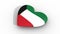 Pulsating heart in the colors of Kuwait flag, on a white background, 3d rendering side, loop