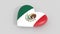 Pulsating heart in the colors of Mexico flag, on a white background, 3d rendering