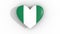 Pulsating heart in the colors of Nigeria flag, on a white background, 3d rendering top.