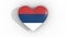 Pulsating heart in the colors of Serbia flag, on a white background, 3d rendering top, loop.