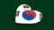 Pulsating heart in the colors of the South Korea flag, 3d rendering, loop