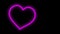 Pulsating heart swinging a pendulum, pink neon light on a black background