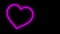 Pulsating heart swinging a pendulum, pink neon light on a black background