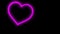 Pulsating heart swinging a pendulum, pink neon light on a black background