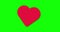 Pulsating or pounding Animation of a Red Heart isolated on green background. Heart Beating Valentine's day animation