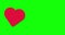 Pulsating or pounding Animation of a Red Heart isolated on green background. Heart Beating Valentine's day animation