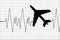 Pulse and airplane. Cardiogram and airplane. Simple illustration