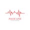 Pulse line red logo vector icon.