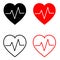 Pulse line vector icon set. heart illustration sign collection. beat symbol. cardiology logo.