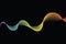 Pulse music player. Audio colorful wave logo. Dark background. Jpeg illustration