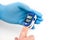 Pulse oximeter, finger digital device to measure oxygen saturation in blood on white