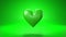 Pulsing green heart shape object on green background.