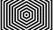 Pulsing striped center hexagon minimal black and white background loop. Hypnotic hexagonal concentrate seamless backdrop.