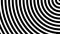 Pulsing striped circles coming from right top minimal black and white background loop. Hypnotic concentrate seamless backdrop.